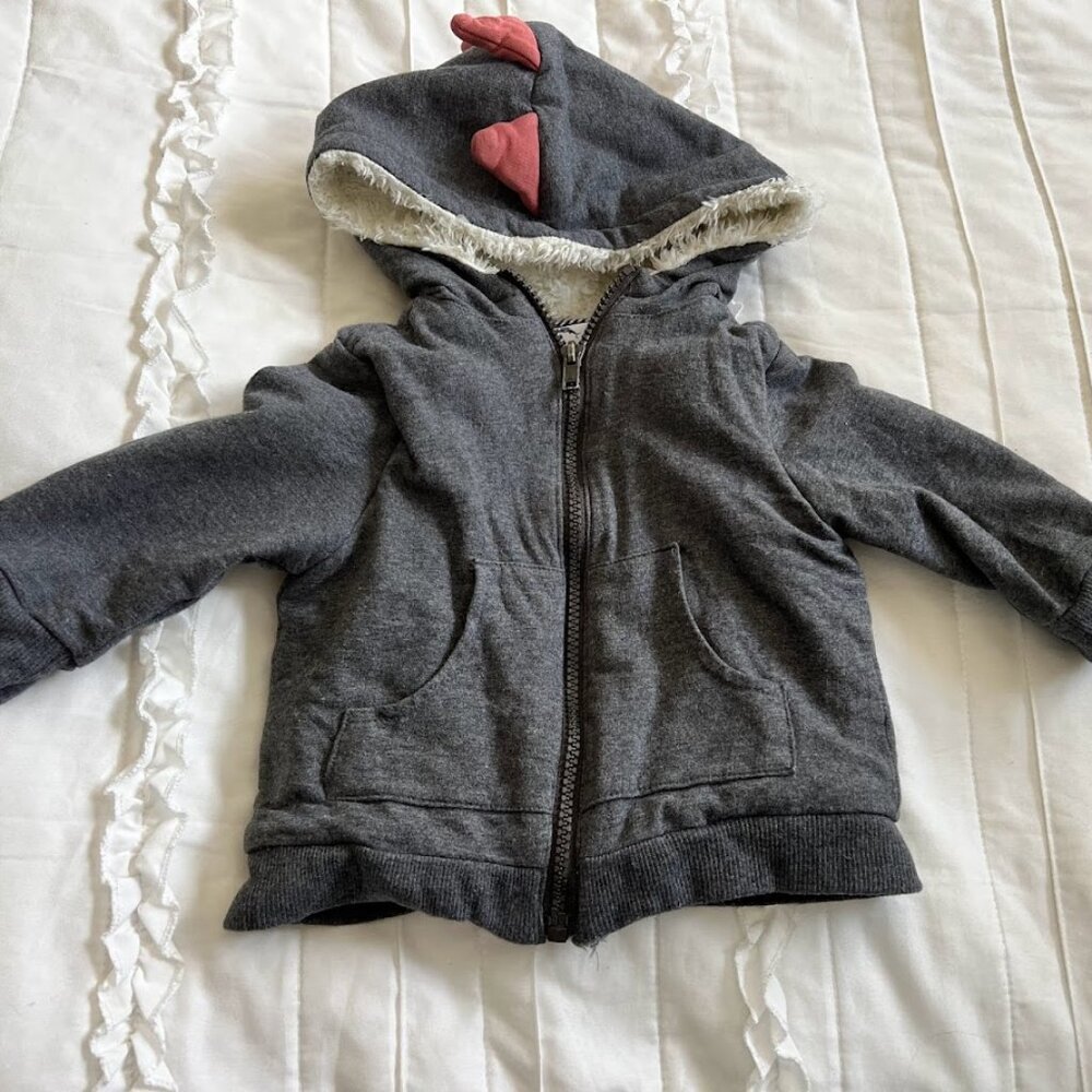 Tommy Bahama 12m Gray Dinosaur Hoodie Zip Up Sweatshirt
